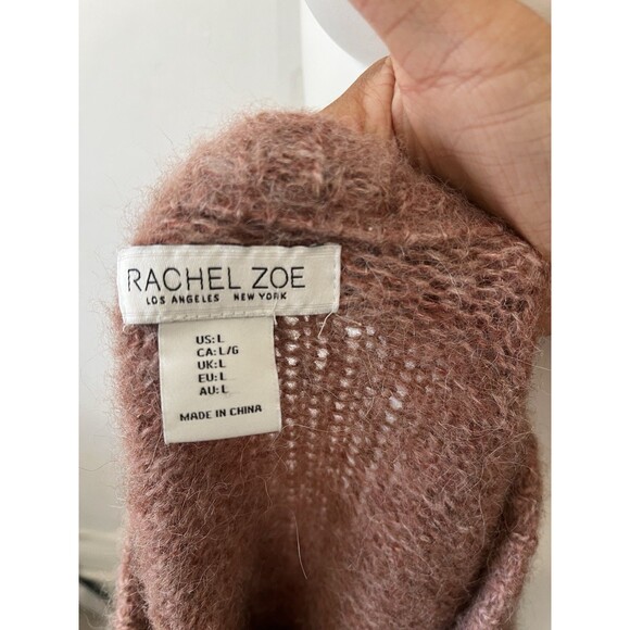 Rachel Zoe Wool Sweater L Pink whimsical rustic feminine Coquette Ethereal Soft - Picture 3 of 7